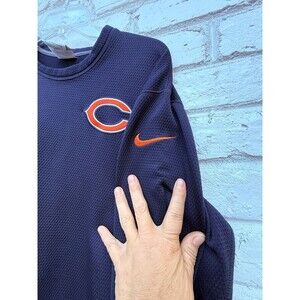 NFL Chicago Bears Navy Pullover Therma Fit Sweatshirt w Nike Logo -Large